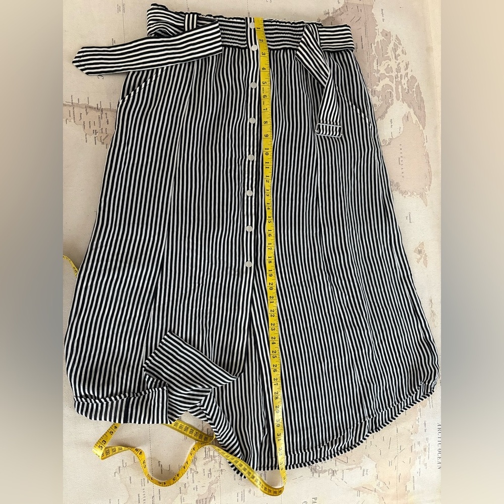 A.L.C. Silk Striped Button Down Skirt Size 8 - Picture 12 of 14